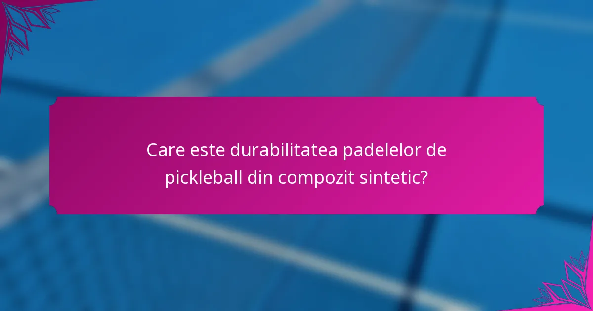 Care este durabilitatea padelelor de pickleball din compozit sintetic?
