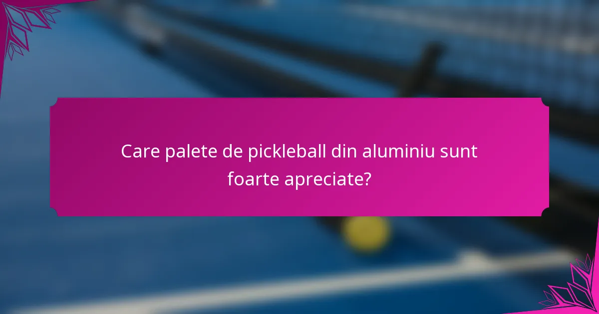 Care palete de pickleball din aluminiu sunt foarte apreciate?