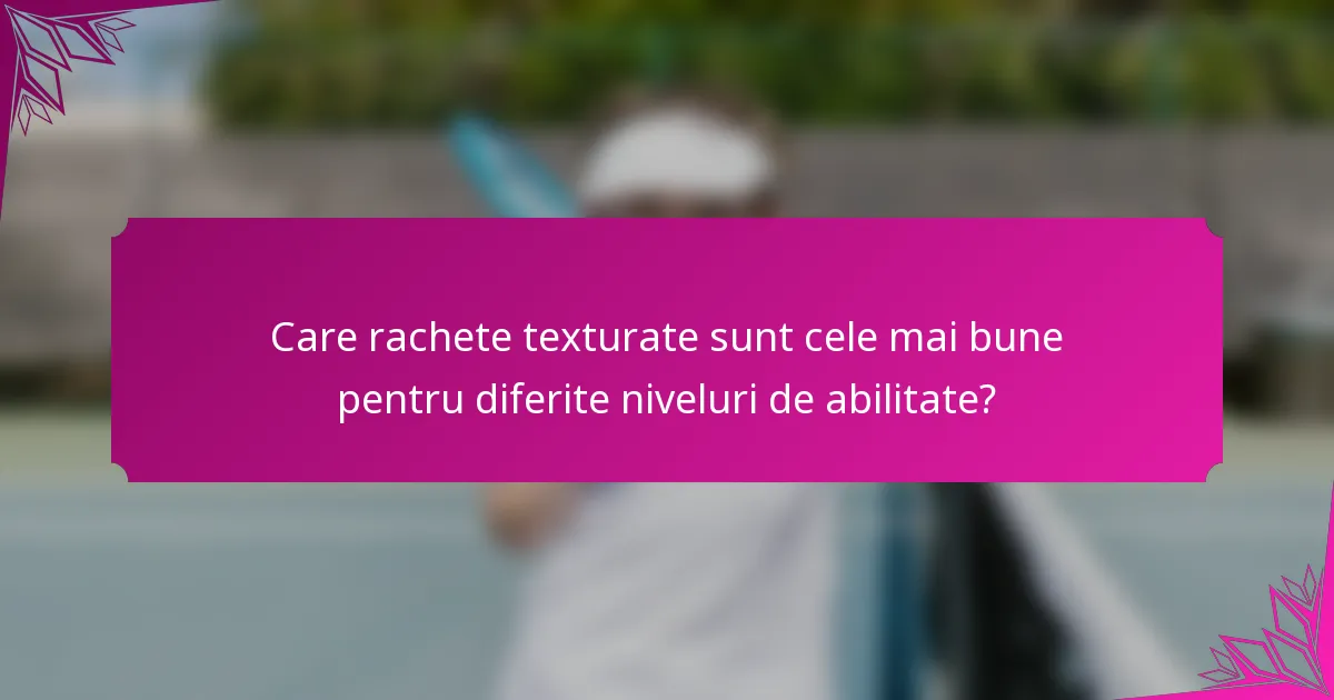 Care rachete texturate sunt cele mai bune pentru diferite niveluri de abilitate?