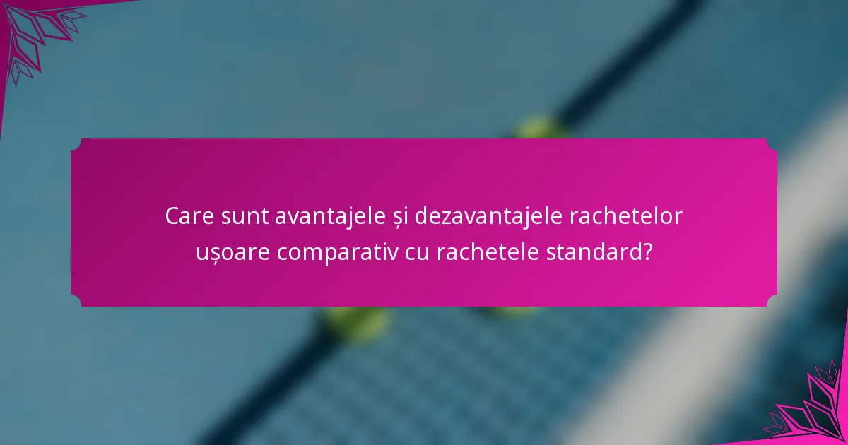 Care sunt avantajele și dezavantajele rachetelor ușoare comparativ cu rachetele standard?