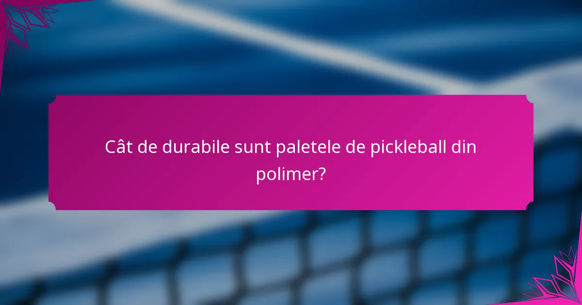 Cât de durabile sunt paletele de pickleball din polimer?