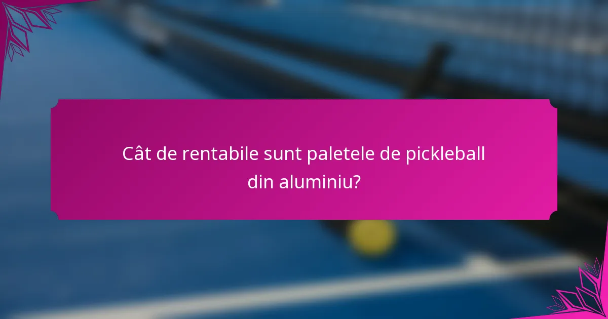 Cât de rentabile sunt paletele de pickleball din aluminiu?