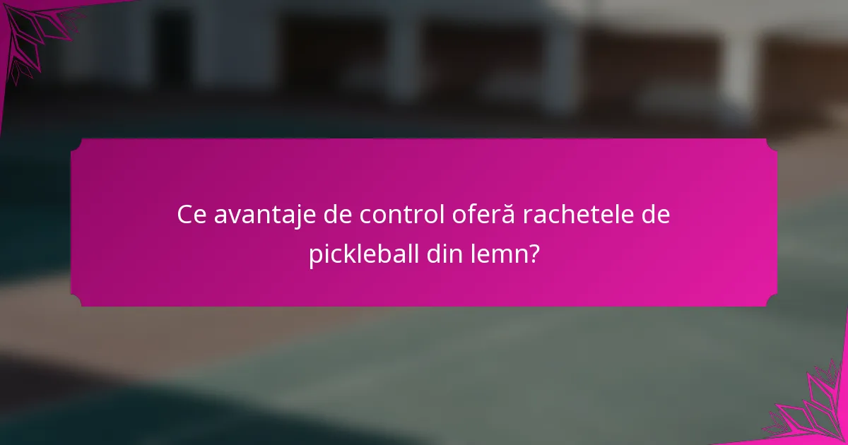 Ce avantaje de control oferă rachetele de pickleball din lemn?