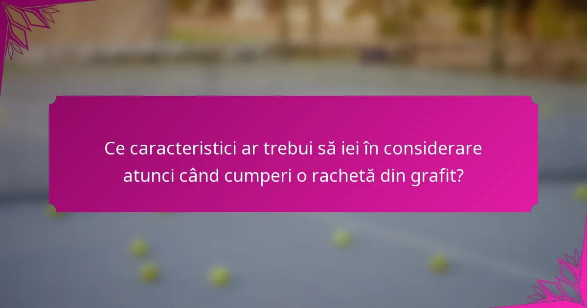 Ce caracteristici ar trebui să iei în considerare atunci când cumperi o rachetă din grafit?