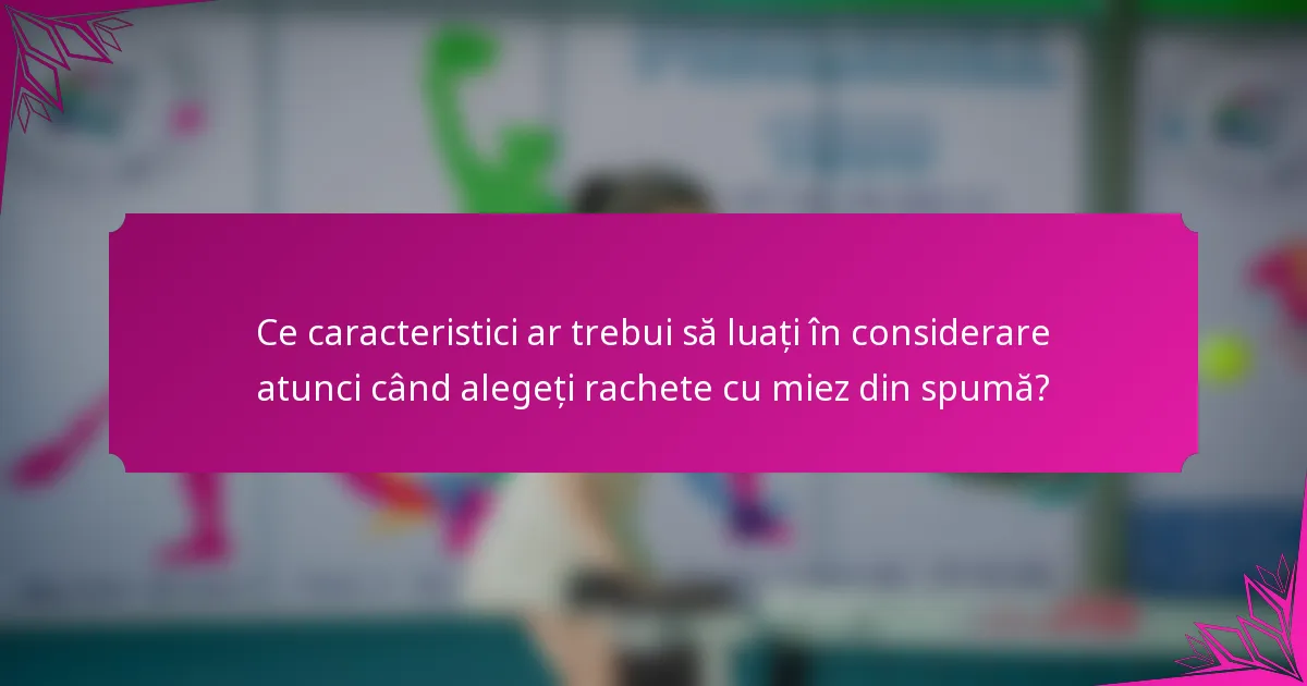 Ce caracteristici ar trebui să luați în considerare atunci când alegeți rachete cu miez din spumă?