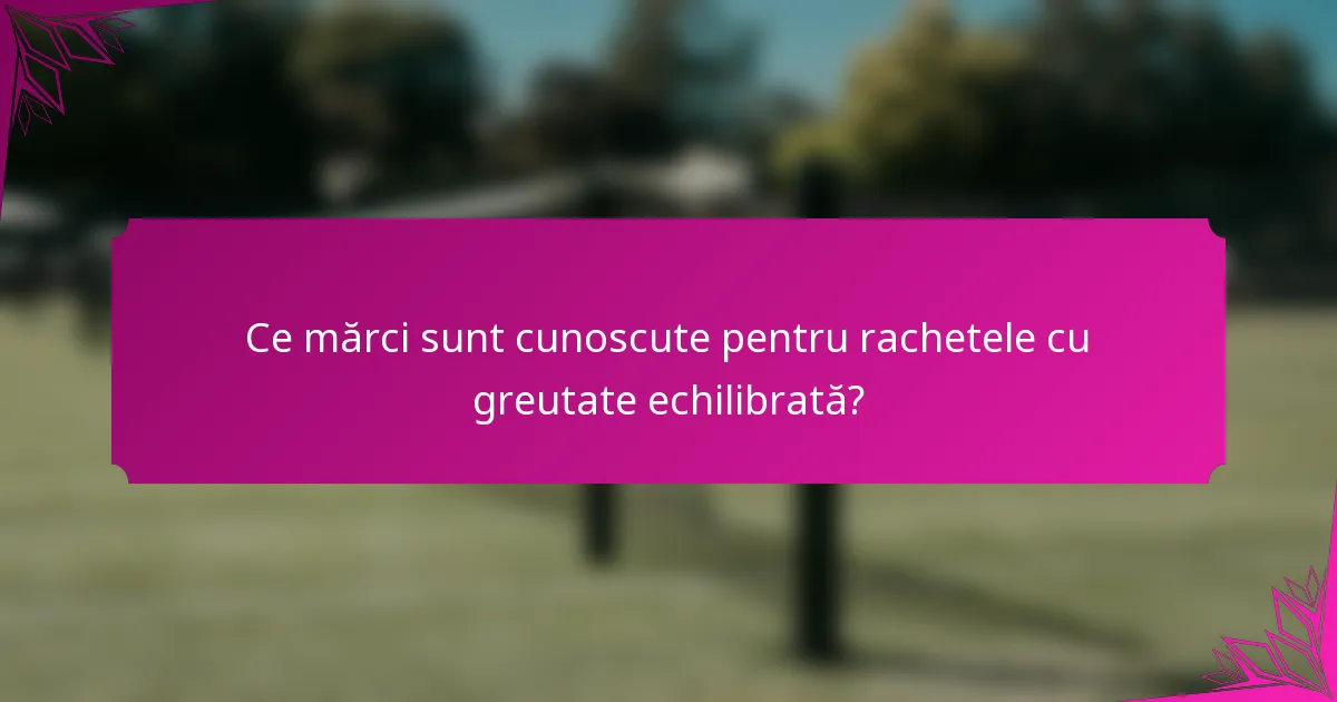 Ce mărci sunt cunoscute pentru rachetele cu greutate echilibrată?