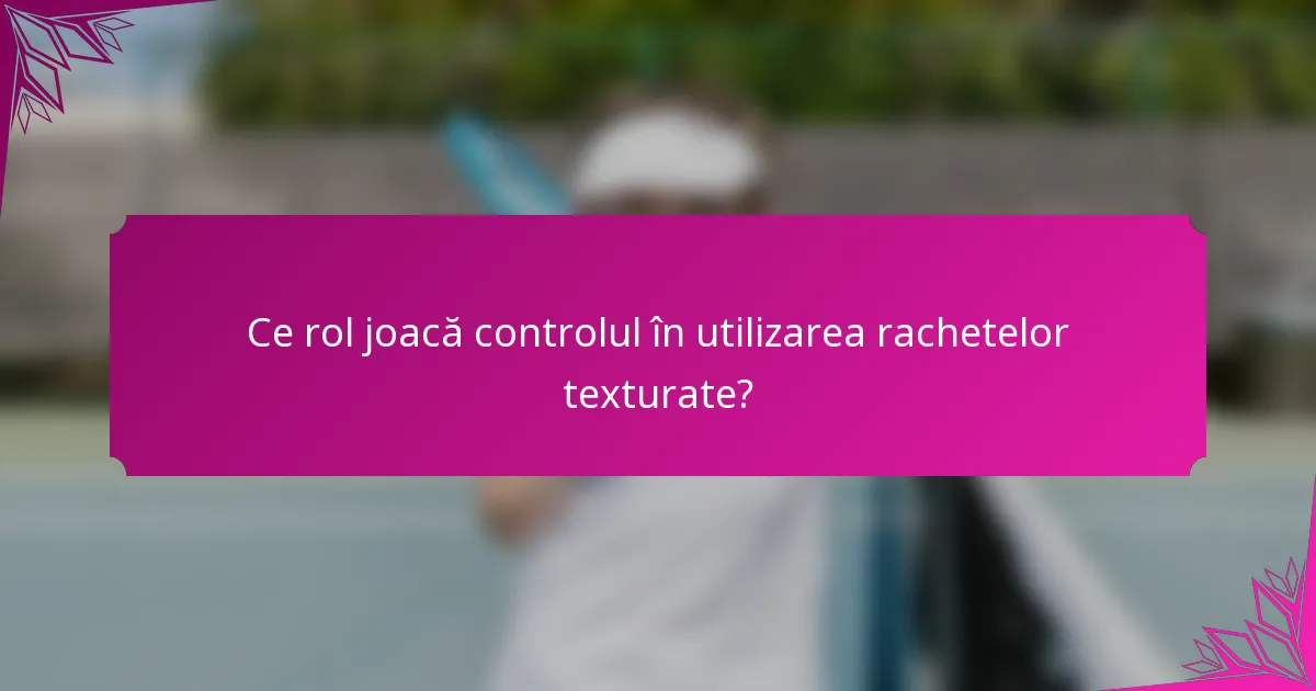 Ce rol joacă controlul în utilizarea rachetelor texturate?
