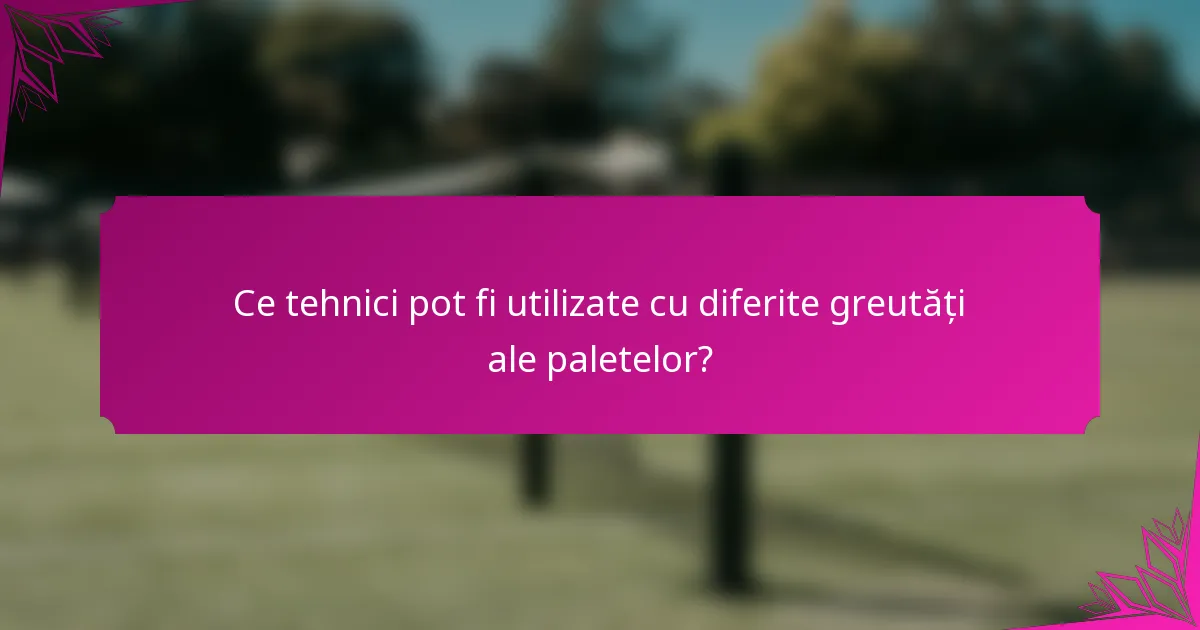 Ce tehnici pot fi utilizate cu diferite greutăți ale paletelor?