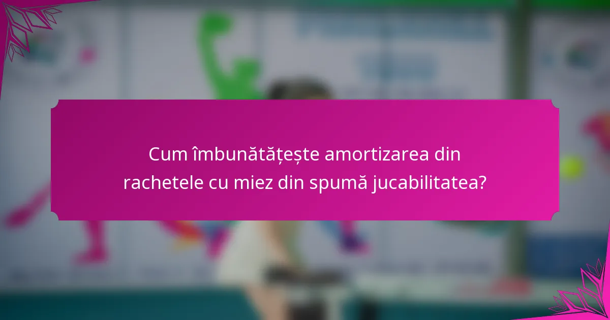 Cum îmbunătățește amortizarea din rachetele cu miez din spumă jucabilitatea?