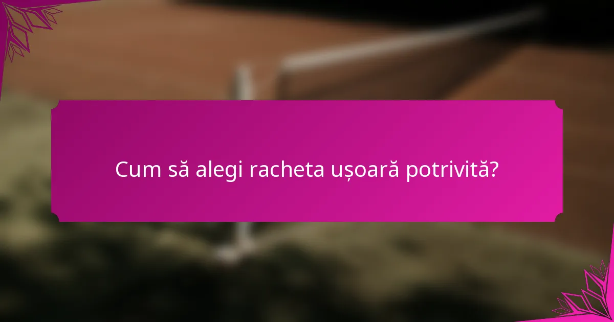 Cum să alegi racheta ușoară potrivită?