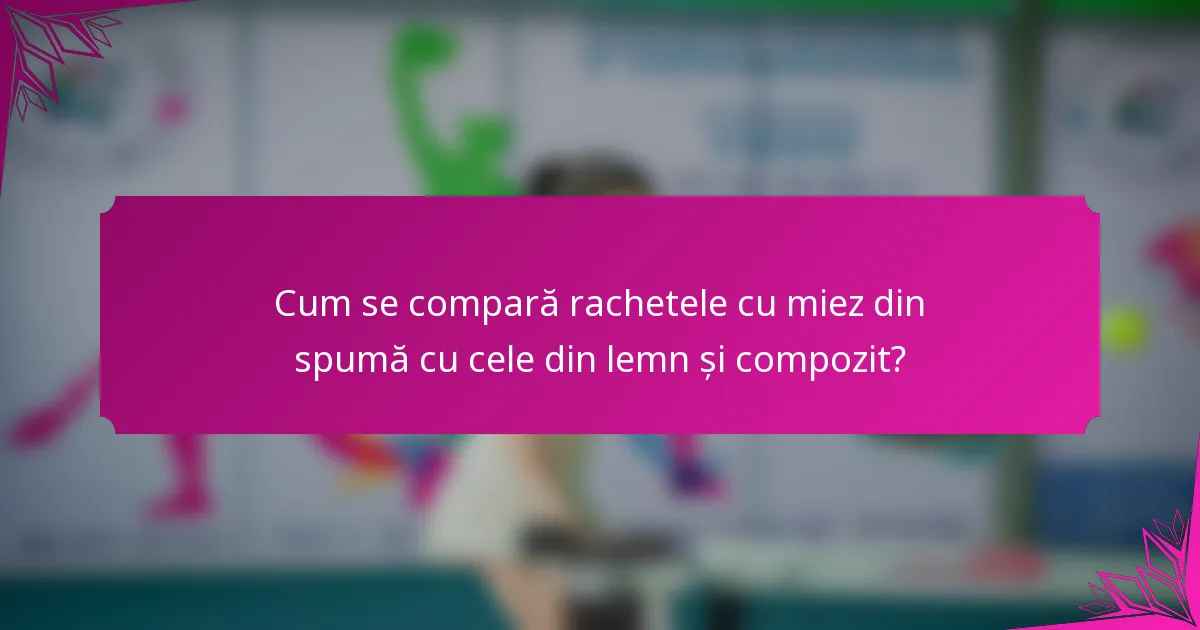 Cum se compară rachetele cu miez din spumă cu cele din lemn și compozit?