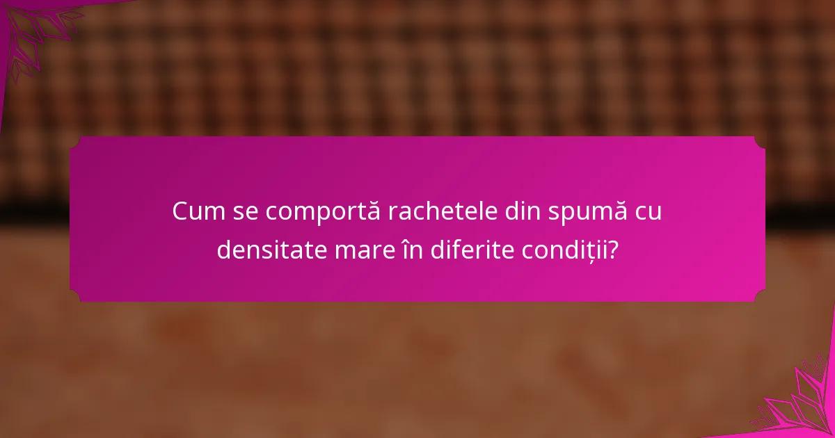 Cum se comportă rachetele din spumă cu densitate mare în diferite condiții?